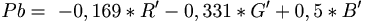 Pb =\ -0,169 * R' - 0,331 * G' + 0,5 * B'\,