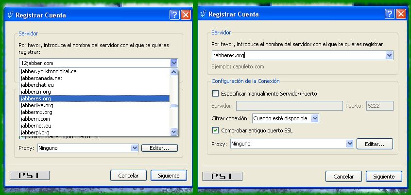 Registro de la cuenta.