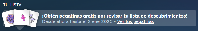 Obten pegatinas gratis por revisar tu lista de descubrimientos de Steam 2024.png