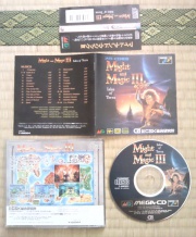 Might and Magic III - Isles of Terra (Mega CD NTSC-J) fotografia manual-caratula trasera y disco.jpg
