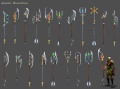 Arte colección armas personaje clase Arquitecto juego Heroes of Ruin Nintendo 3DS.jpg