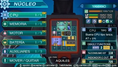 Pantalla núcleo LBX juego PSP Danball Senki.jpg