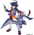 Ilustración personaje Hiro Osora y LBX Perseus juego Little Battlers eXperience W PSP.jpg