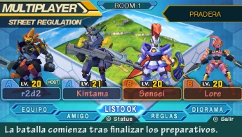 Pantalla 01 multijugador juego PSP Danball Senki.jpg